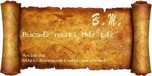 Bucsánszki Máté névjegykártya