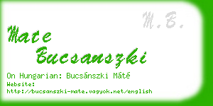 mate bucsanszki business card